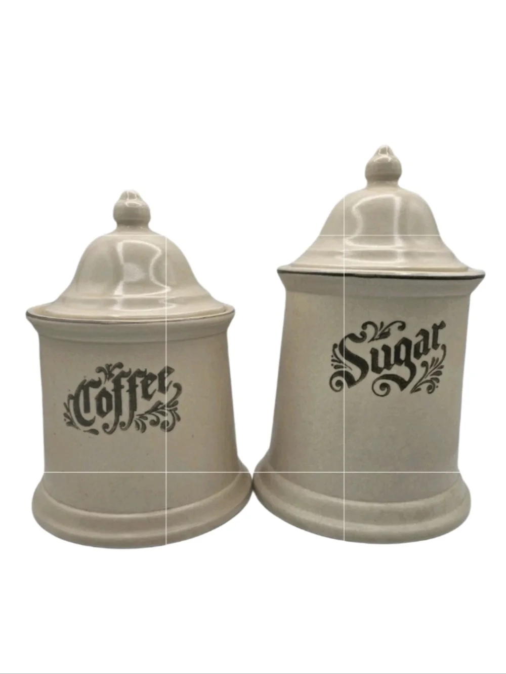 Vintage Pfaltzgraff Coffee Sugar Ceramic Cannister set Of 2 No Chips Beige Cream